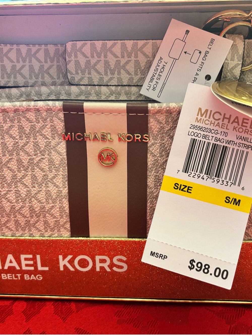 Michael Kors Vanilla Signature Logo Belt Bag NWT & box size:  S/M